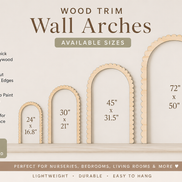 Scalloped Arch Wall Trim | Renter Friendly Nursery Arch | Birch Wood Arch Frame | Peel & Stick Wall Arch | Kids Room Decor