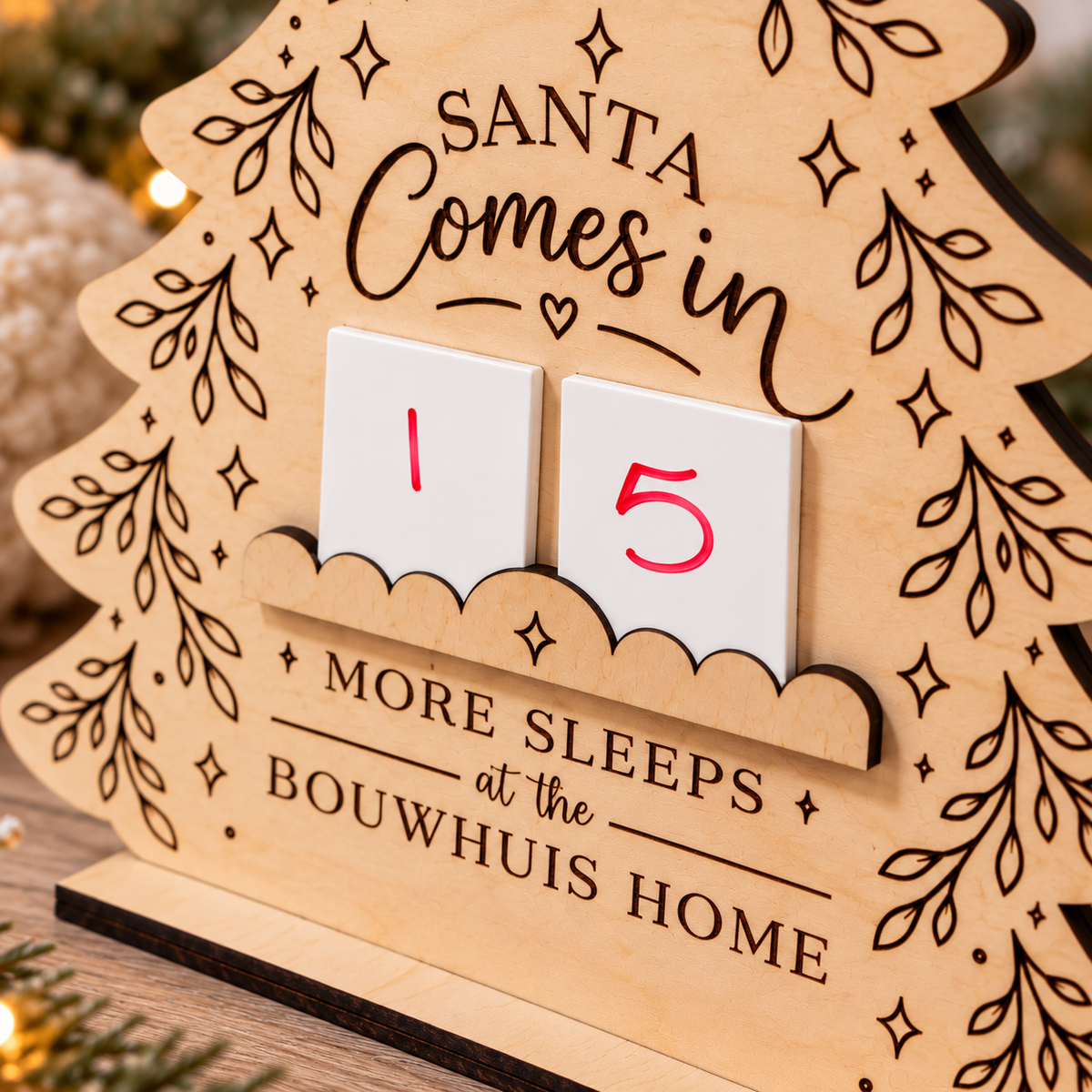 Personalized Wooden Christmas Countdown Tree