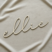 Personalized Wooden Name Sign for Nursery | Custom Baby Name Wall Decor | Laser Cut Birch Wood Sign | Script Nursery Name | 18 24 36