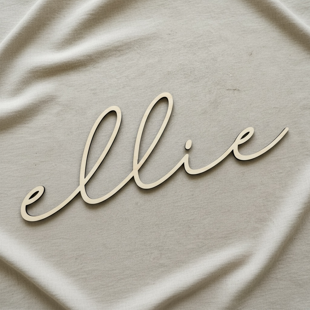 Personalized Wooden Name Sign for Nursery | Custom Baby Name Wall Decor | Laser Cut Birch Wood Sign | Script Nursery Name | 18 24 36