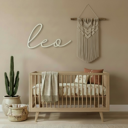 Personalized Wooden Name Sign for Nursery | Custom Baby Name Wall Decor | Laser Cut Birch Wood Sign | Script Nursery Name | 18 24 36
