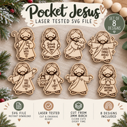 Pocket Jesus SVG Bundle | 8 Mini Jesus Laser Cut Files