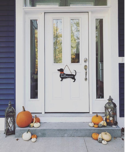 Happy Halloweenie Dachshund | Dachshund Sign | Halloween Sign | Dog Sign | Fromt Door Sign | Wiener Dog Sign | Halloweenie | Dog Mom