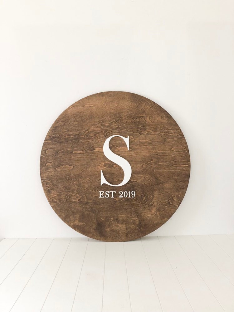 Personalized Wedding Guest Book Alternative | Round Birch Wood Sign with 3D Initial Last name Sign, wedding decor, wedding signs bride groom
