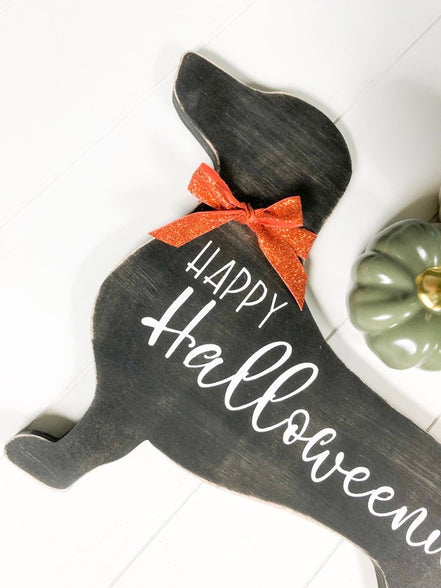 Happy Halloweenie Dachshund | Dachshund Sign | Halloween Sign | Dog Sign | Fromt Door Sign | Wiener Dog Sign | Halloweenie | Dog Mom