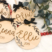 Wooden Christmas Ornament | Engraved Ornaments | Personalized Ornament | Family Ornament | Kids Ornament | Engagement Ornament | Tree