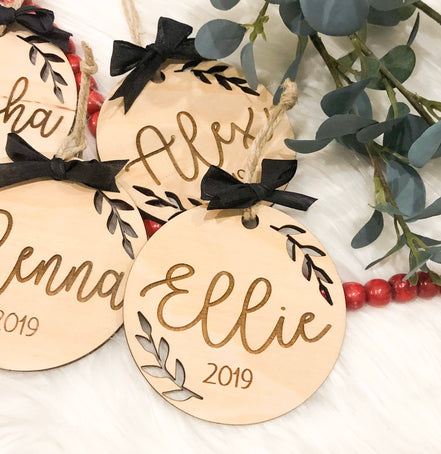 Wooden Christmas Ornament | Engraved Ornaments | Personalized Ornament | Family Ornament | Kids Ornament | Engagement Ornament | Tree