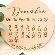 Pregnancy Announcement Disc | Wood Milestone Disc | Pregnancy | Baby Gear | Pregnancy Photos | Wooden Baby Decor | Wood Calendar | Engraved