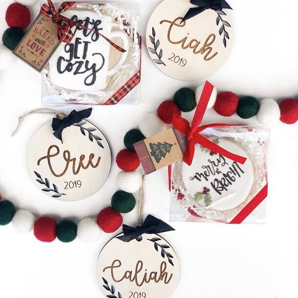 Wooden Christmas Ornament | Engraved Ornaments | Personalized Ornament | Family Ornament | Kids Ornament | Engagement Ornament | Tree