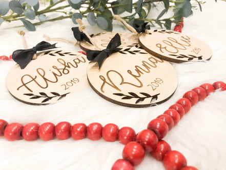 Wooden Christmas Ornament | Engraved Ornaments | Personalized Ornament | Family Ornament | Kids Ornament | Engagement Ornament | Tree