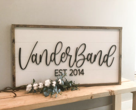 3D Family Name Sign | Shiplap Sign | Wedding Gift | Modern Decor | Black and White Sign | Housewarming Gift | wedding guestbook | Farmhouse
