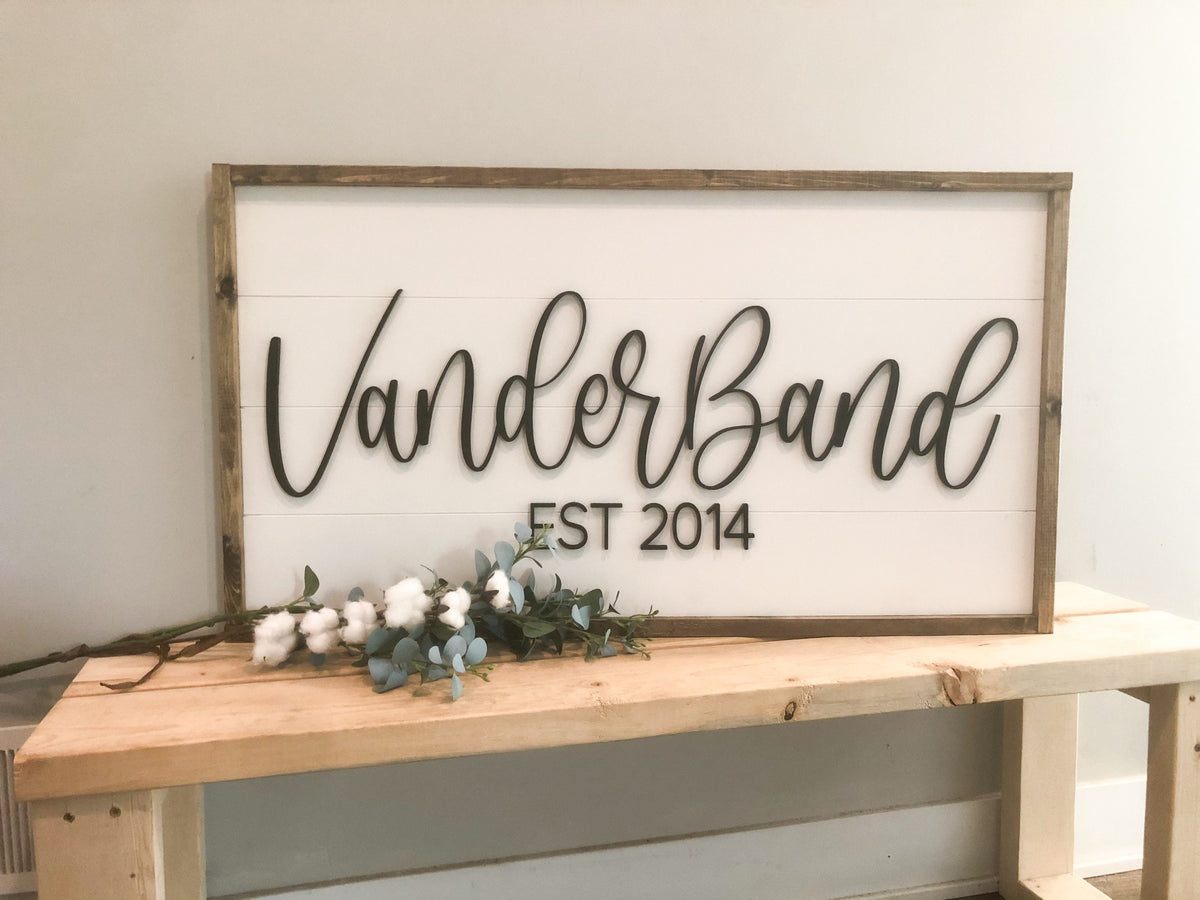 3D Family Name Sign | Shiplap Sign | Wedding Gift | Modern Decor | Black and White Sign | Housewarming Gift | wedding guestbook | Farmhouse