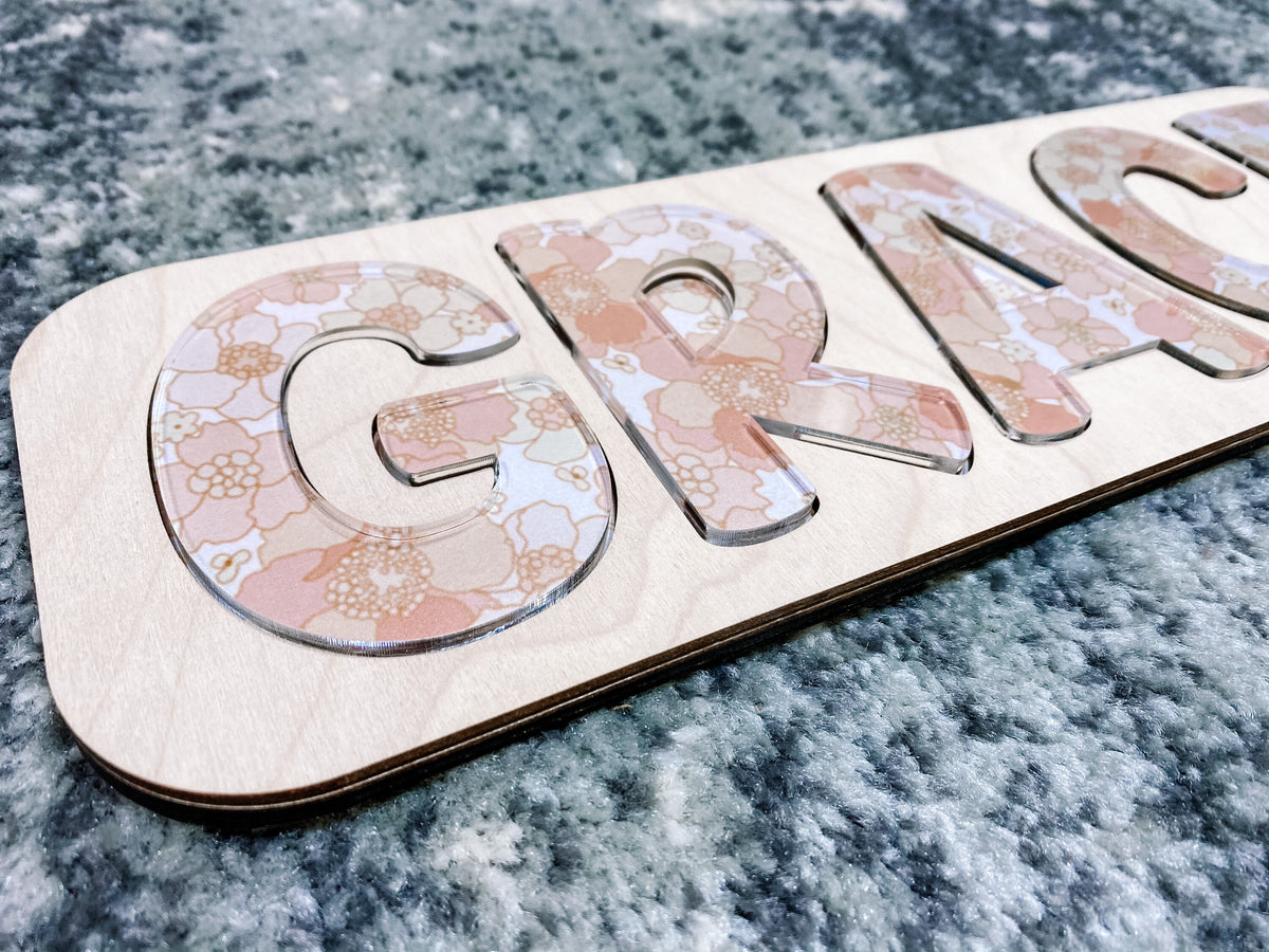 Acrylic Name Puzzle | Name Puzzle | Montessori Toys | Kids Decor | Boho Decor | Kids Gifts | Birthday Gifts | Toys | Stocking Stuffer | Wood