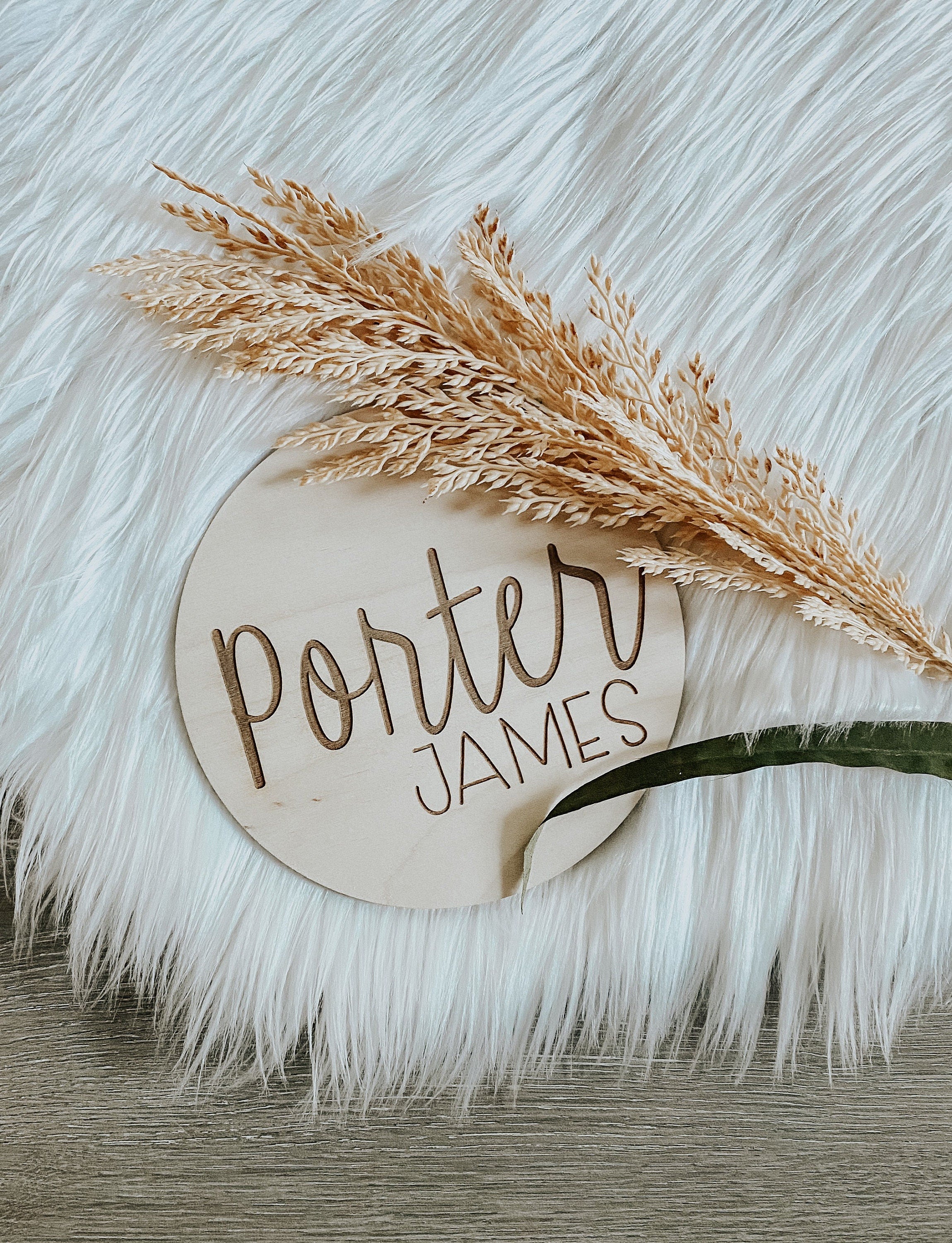 6Newborn Name Announcement | Baby Name Announcement | Wooden Name Disc | Milestone Disc | Pregnancy Announcement | Name Announcement Plaque