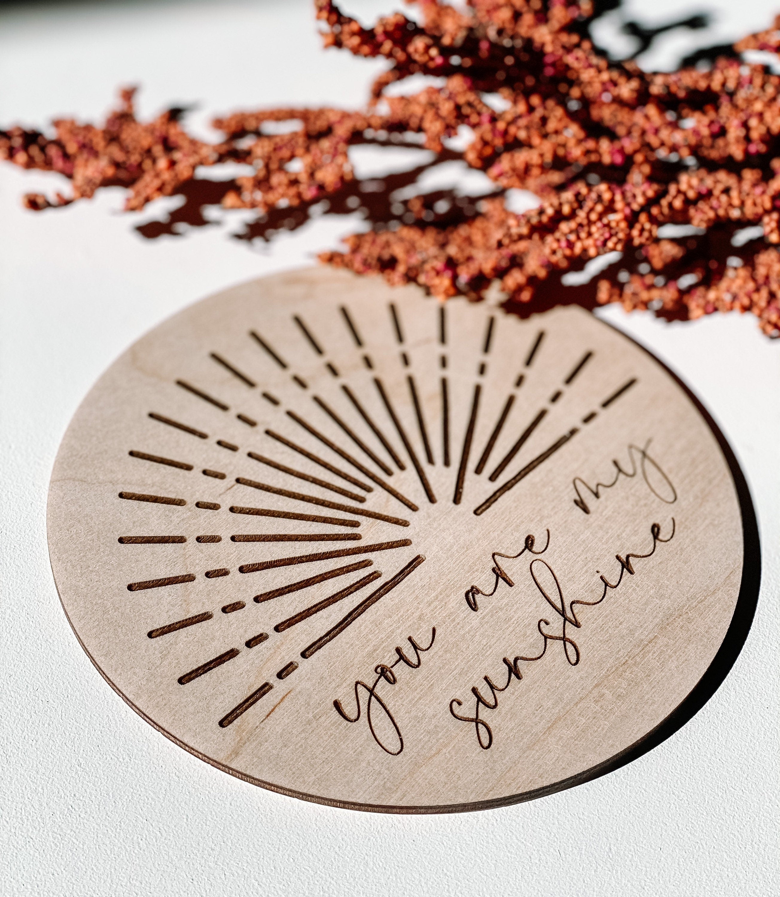 You are my sunshine wooden disc | Photo Prop | Nursery Decor | Milestones | Newborn Photos | Newborn Photography | Boho Decor | Sun Decor |