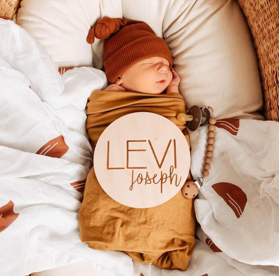 6Newborn Name Announcement | Baby Name Announcement | Wooden Name Disc | Milestone Disc | Pregnancy Announcement | Name Announcement Plaque