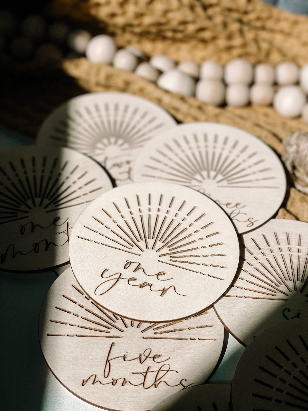 Boho milestones | Wooden Milestones | Milestone Discs | Sunshine Decor | Modern Sunshine | Modern Milestone | Baby Shower Gift | Newborn