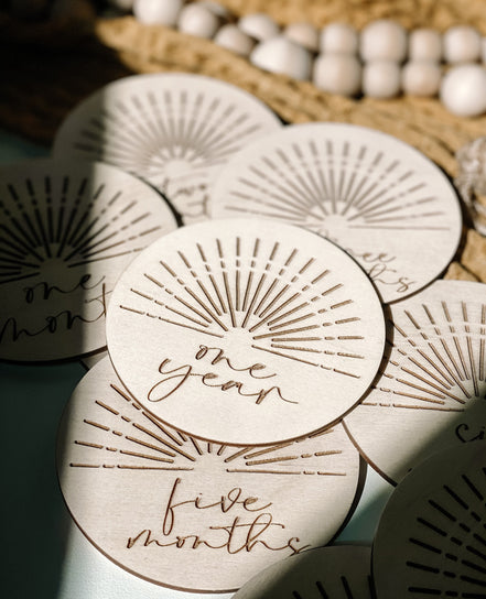 Boho milestones | Wooden Milestones | Milestone Discs | Sunshine Decor | Modern Sunshine | Modern Milestone | Baby Shower Gift | Newborn