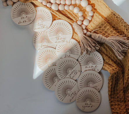 Boho milestones | Wooden Milestones | Milestone Discs | Sunshine Decor | Modern Sunshine | Modern Milestone | Baby Shower Gift | Newborn