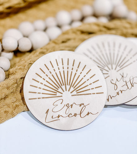Boho milestones | Wooden Milestones | Milestone Discs | Sunshine Decor | Modern Sunshine | Modern Milestone | Baby Shower Gift | Newborn