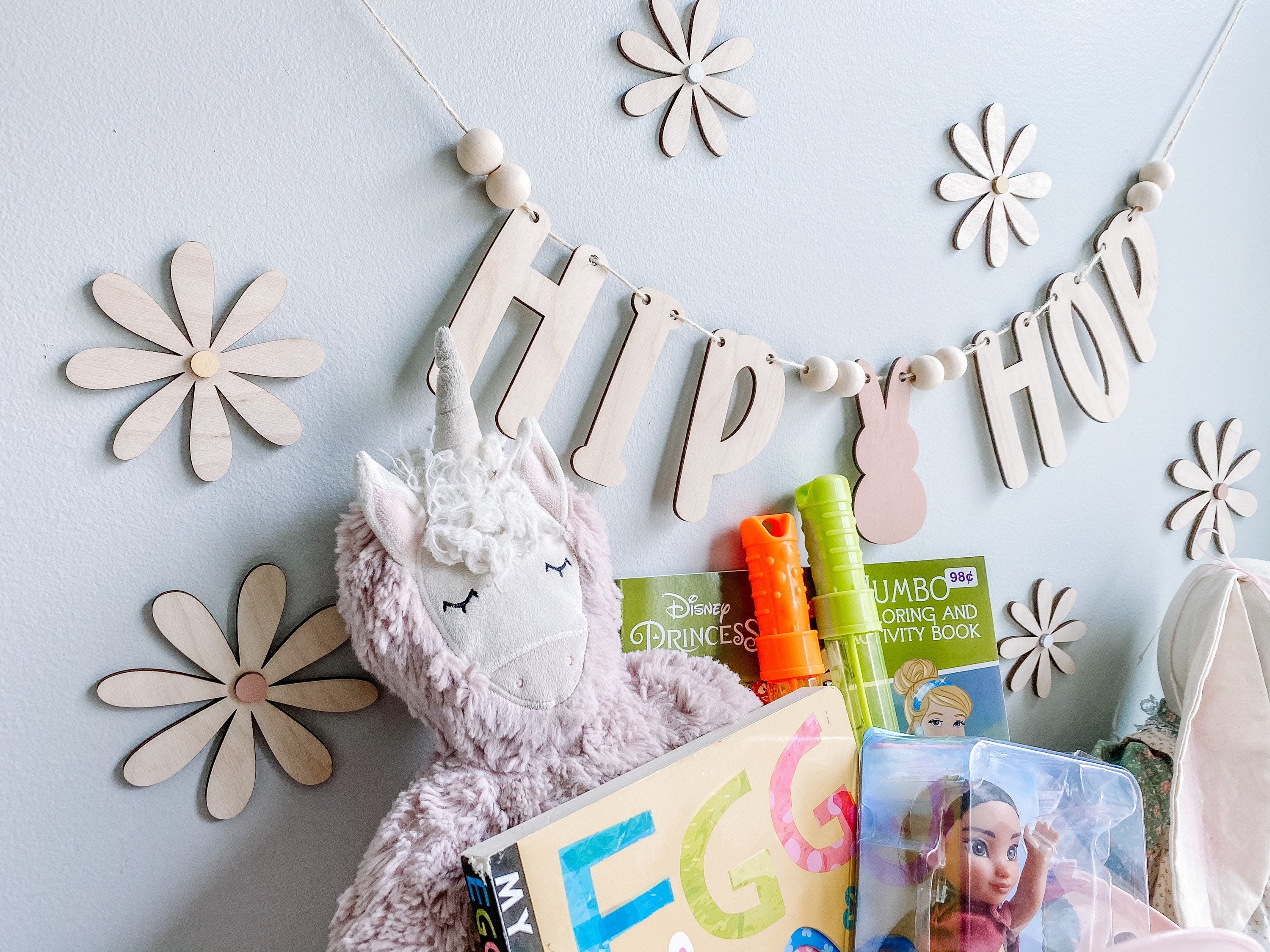 Hip Hop Garland | Easter Garland | Bunny Garland | Wood Garland | Wooden Garland | Garland | Spring Garland | Spring Decor | Easter Decor