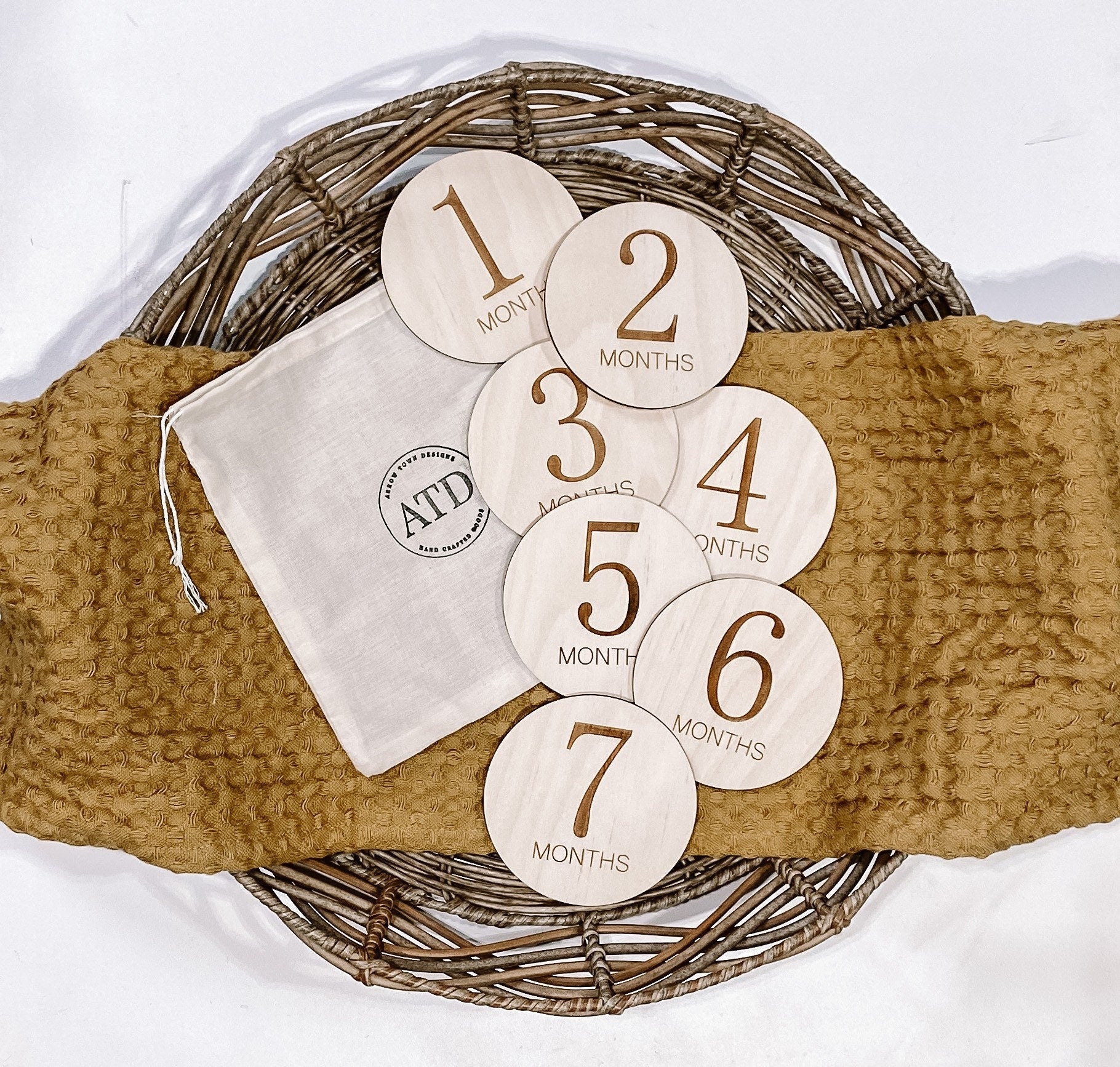 Baby Monthly Milestone Wood Discs | Milestone Cards | Age Signs | Newborn Shower Gift | Engraved Etched Wooden Card | Photo Prop