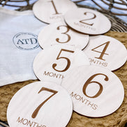 Baby Monthly Milestone Wood Discs | Milestone Cards | Age Signs | Newborn Shower Gift | Engraved Etched Wooden Card | Photo Prop