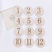 Baby Monthly Milestone Wood Discs | Milestone Cards | Age Signs | Newborn Shower Gift | Engraved Etched Wooden Card | Photo Prop