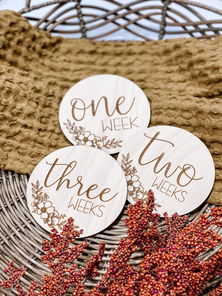 Floral Baby Milestone Cards | Baby Shower Gift | Baby Milestone Photos | Nursery | Wooden Baby Milestone Cards | Birth Announcement | Wood