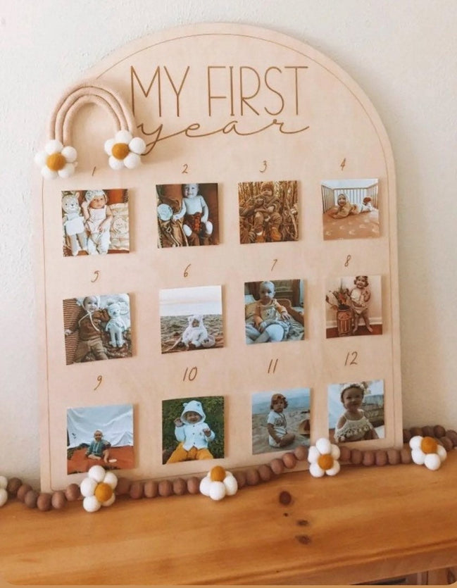 First Birthday Decor | First Birthday Photo Display | Baby Monthly Photos | Photo Prop | Birthday Decor | First Birthday | Boho Birthday |