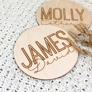 6Newborn Name Announcement | Baby Name Announcement | Wooden Name Disc | Milestone Disc | Pregnancy Announcement | Name Announcement Plaque