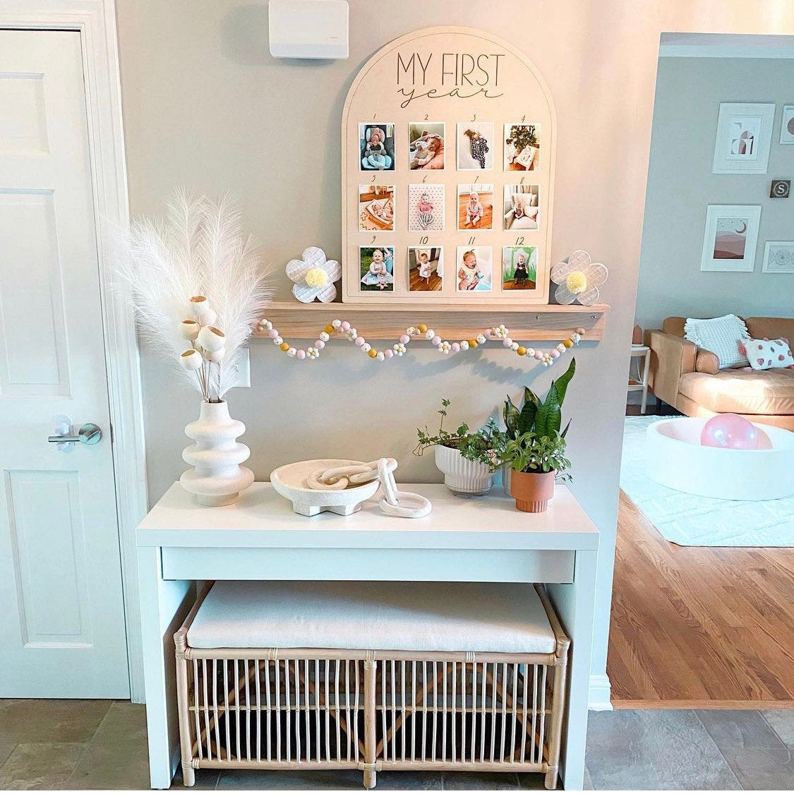 First Birthday Decor | First Birthday Photo Display | Baby Monthly Photos | Photo Prop | Birthday Decor | First Birthday | Boho Birthday |