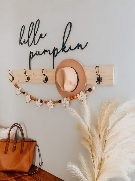 Fall Garland | Leaf Garland | Garland | Felt Ball Garland | Felt Garland | Wood Garland | Fall Decor | Mantle Decor | Kids Fall Decor |