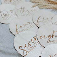 Baby Monthly Milestone Wood Discs | Milestone Cards | Age Signs | Newborn Shower Gift | Engraved Etched Wooden Card | Photo Prop