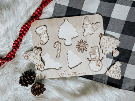 Winter Puzzle | Wooden Puzzle | Montessori | Seasonal Toys | Educational Toys | Winter Decor | Christmas Gift | Gift Ideas | Kids Puzzles |