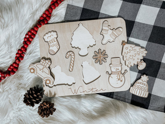 Winter Puzzle | Wooden Puzzle | Montessori | Seasonal Toys | Educational Toys | Winter Decor | Christmas Gift | Gift Ideas | Kids Puzzles |