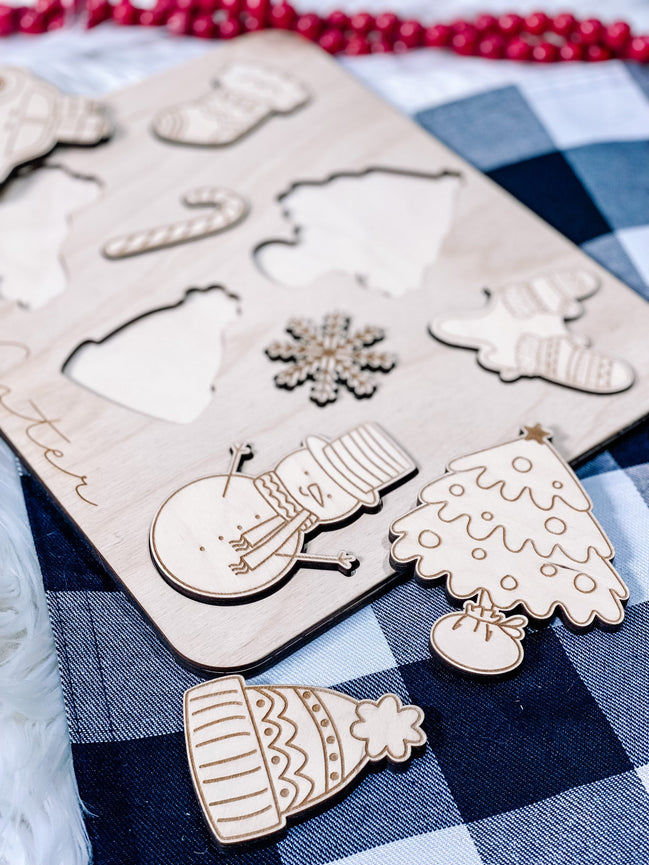 Winter Puzzle | Wooden Puzzle | Montessori | Seasonal Toys | Educational Toys | Winter Decor | Christmas Gift | Gift Ideas | Kids Puzzles |