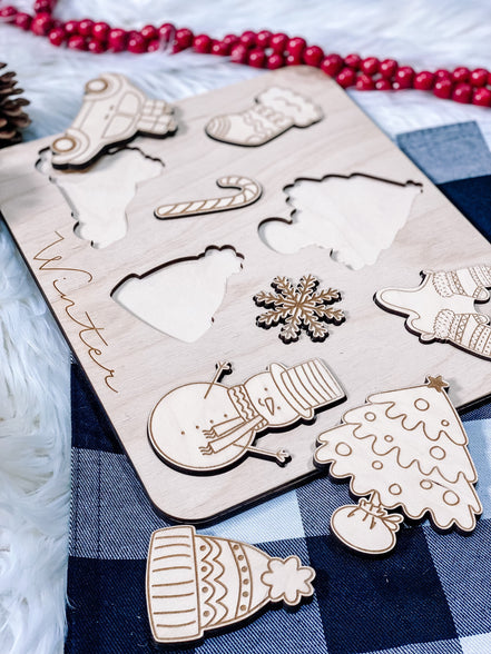 Winter Puzzle | Wooden Puzzle | Montessori | Seasonal Toys | Educational Toys | Winter Decor | Christmas Gift | Gift Ideas | Kids Puzzles |