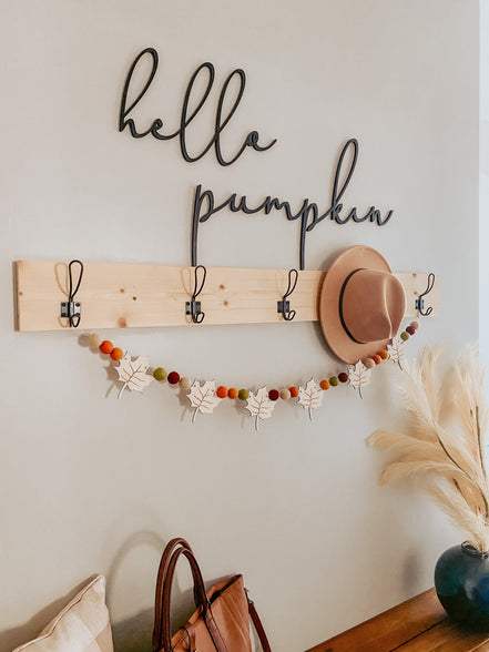 Fall Garland | Leaf Garland | Garland | Felt Ball Garland | Felt Garland | Wood Garland | Fall Decor | Mantle Decor | Kids Fall Decor |