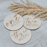 Baby Monthly Milestone Wood Discs | Milestone Cards | Age Signs | Newborn Shower Gift | Engraved Etched Wooden Card | Photo Prop