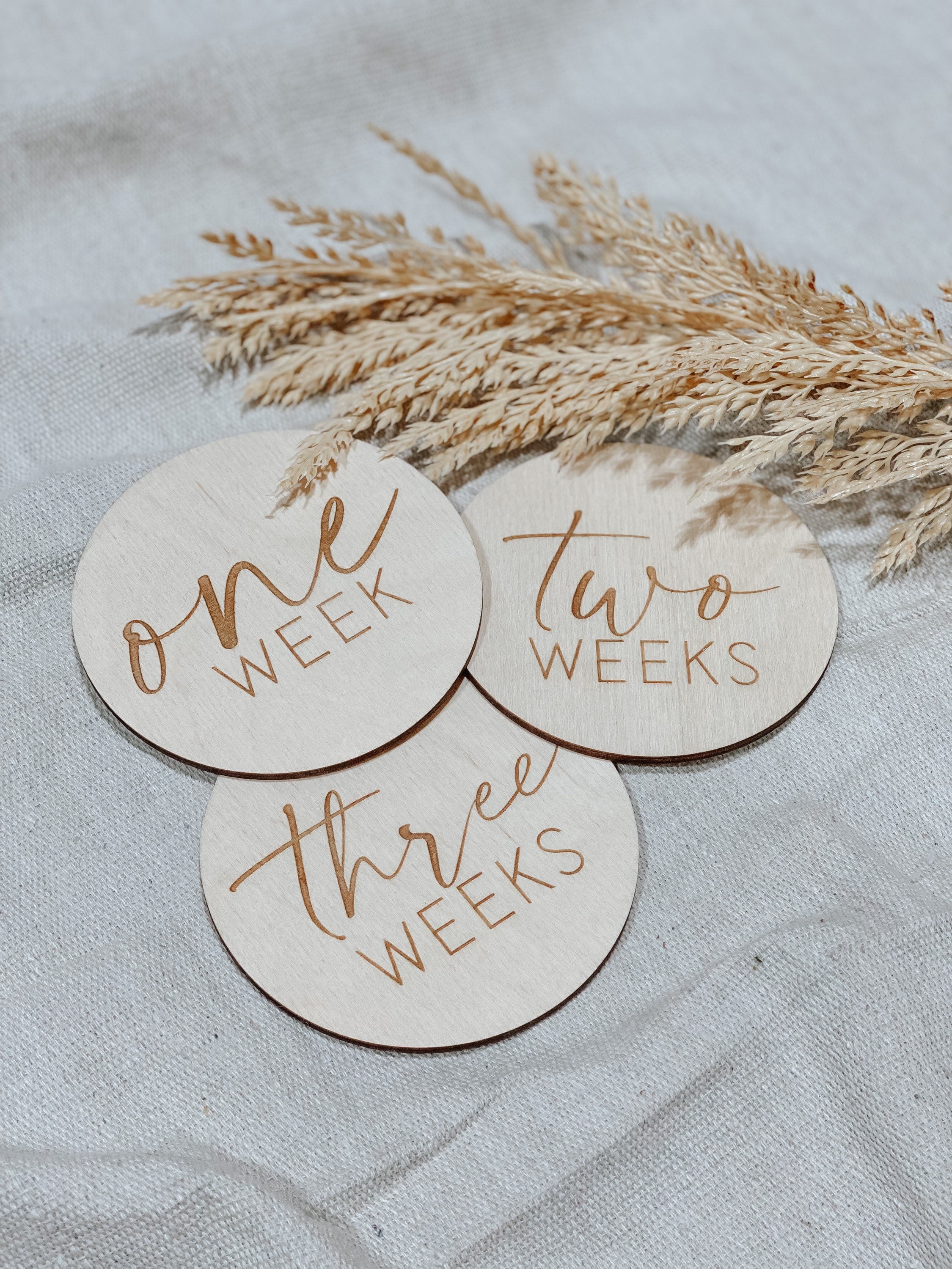 Baby Monthly Milestone Wood Discs | Milestone Cards | Age Signs | Newborn Shower Gift | Engraved Etched Wooden Card | Photo Prop