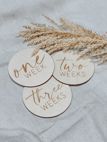 Baby Monthly Milestone Wood Discs | Milestone Cards | Age Signs | Newborn Shower Gift | Engraved Etched Wooden Card | Photo Prop
