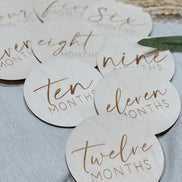 Baby Monthly Milestone Wood Discs | Milestone Cards | Age Signs | Newborn Shower Gift | Engraved Etched Wooden Card | Photo Prop