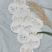 Baby Monthly Milestone Wood Discs | Milestone Cards | Age Signs | Newborn Shower Gift | Engraved Etched Wooden Card | Photo Prop