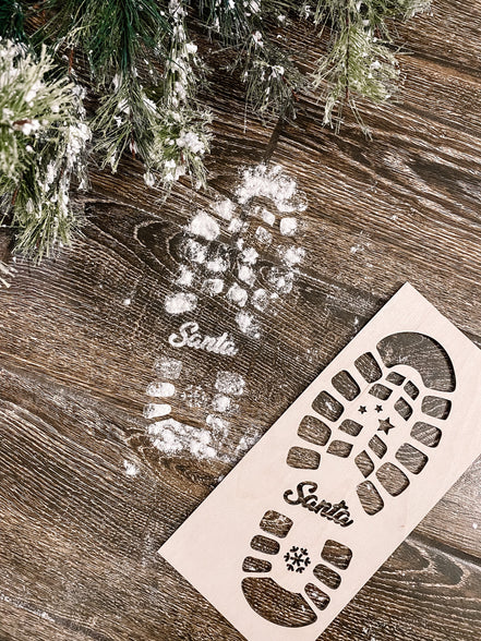Santa Boot Print Stencils  Magical Christmas Eve Footprints Template | Reusable Wooden Santa Footprint Stencil