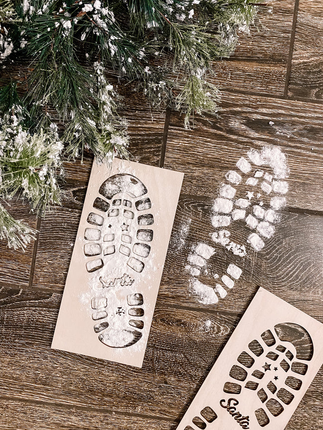 Santa Boot Print Stencils  Magical Christmas Eve Footprints Template | Reusable Wooden Santa Footprint Stencil