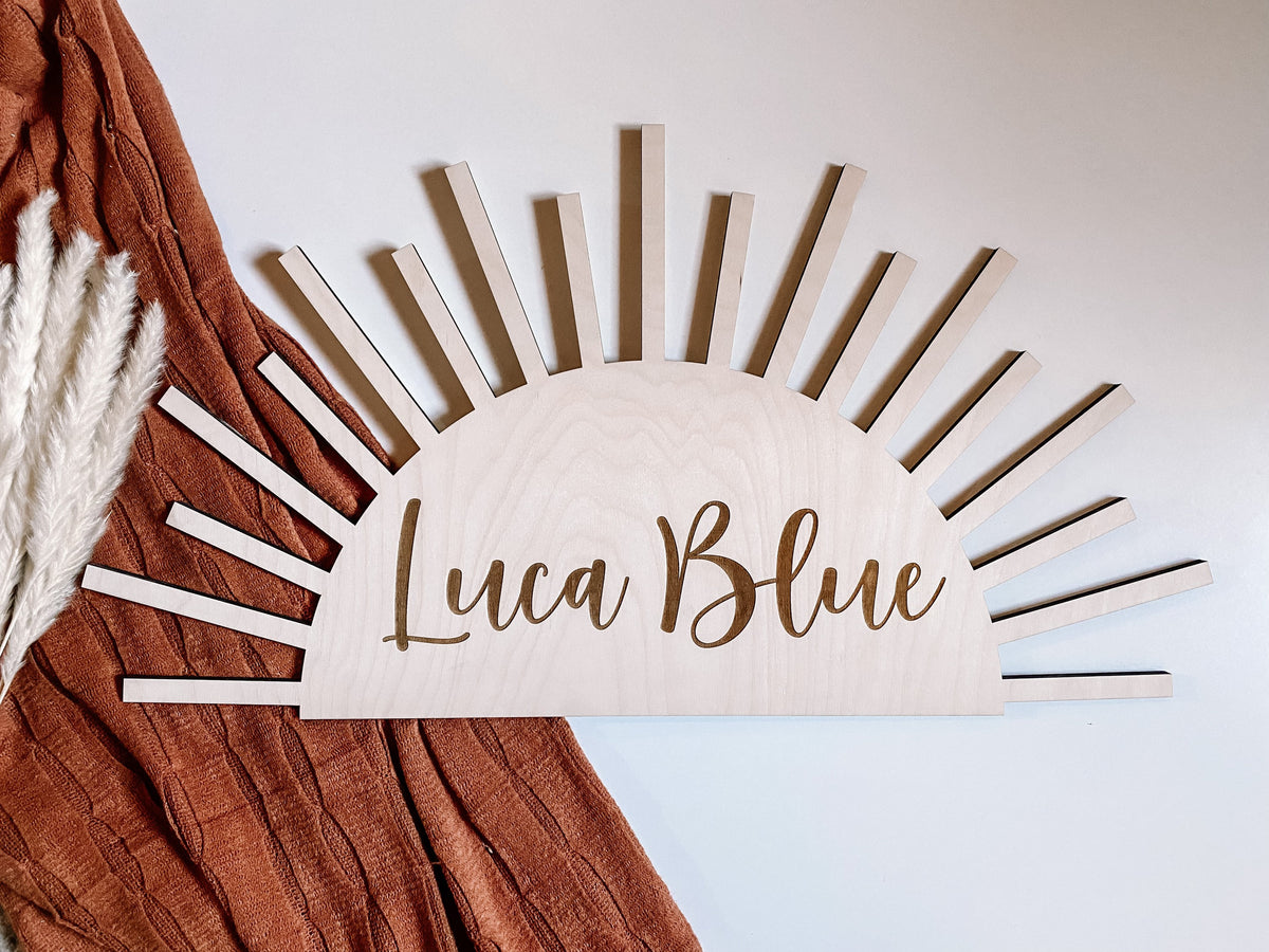 Boho Sun Nursery Name Sign | Kids Name Sign | Baby Name Sign | Sun Nursery Decor | Accent Wall | Nursery Art | Kids Room Decor | Boho Decor