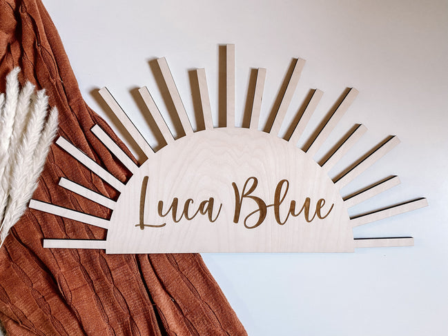 Boho Sun Nursery Name Sign | Kids Name Sign | Baby Name Sign | Sun Nursery Decor | Accent Wall | Nursery Art | Kids Room Decor | Boho Decor