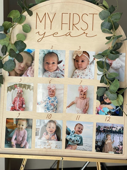 First Birthday Decor | First Birthday Photo Display | Baby Monthly Photos | Photo Prop | Birthday Decor | First Birthday | Boho Birthday |