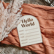 Hello World birth announcement | Arched Birth Announcement | wooden milestones | Milestones | Baby shower Gift | Baby Name Sign | Pregnancy